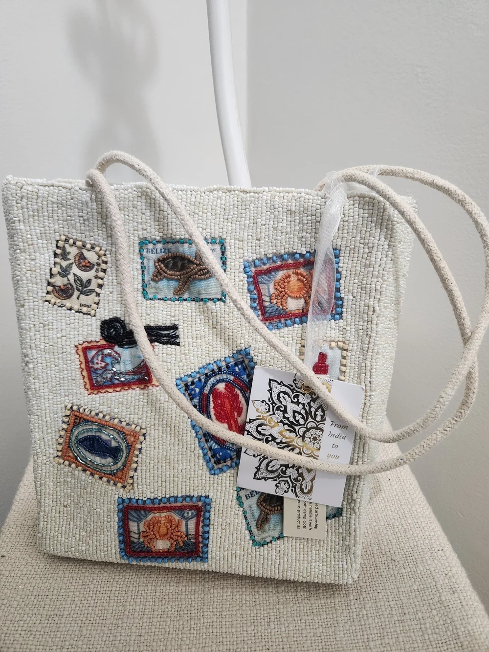 Embellished Cream Beaded Shoulder Bag! - Picture 6 of 8